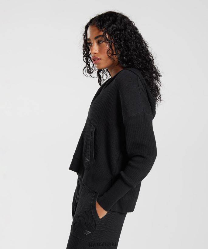 duraklama triko kapşonlu 8H4J02353 Gymshark Giyim kadınlar siyah/oniks grisi
