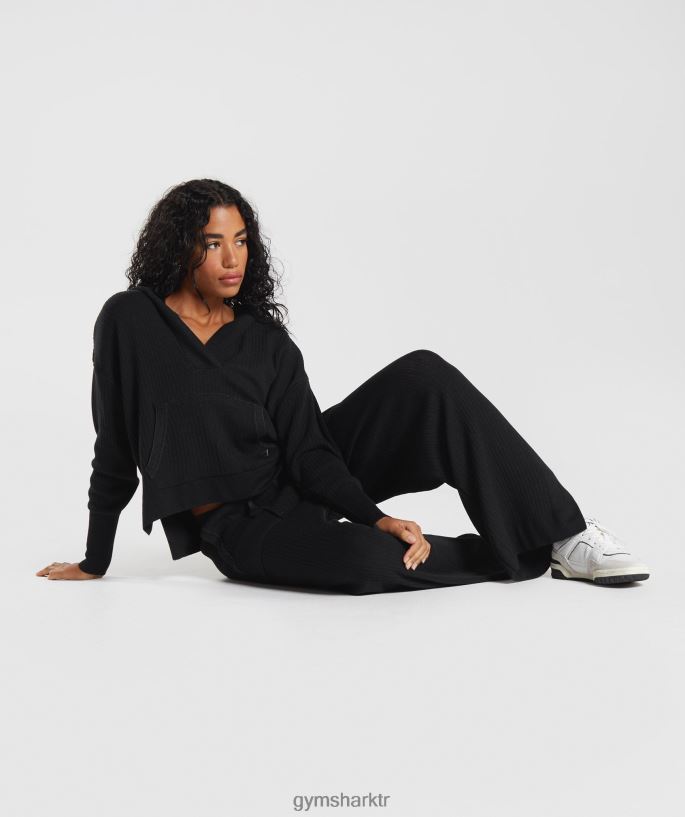 duraklama triko kapşonlu 8H4J02353 Gymshark Giyim kadınlar siyah/oniks grisi