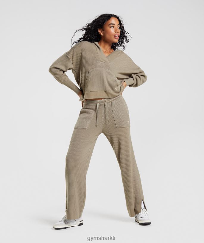 duraklama triko kapşonlu 8H4J02384 Gymshark Giyim kadınlar çimento kahvesi/çakıl grisi