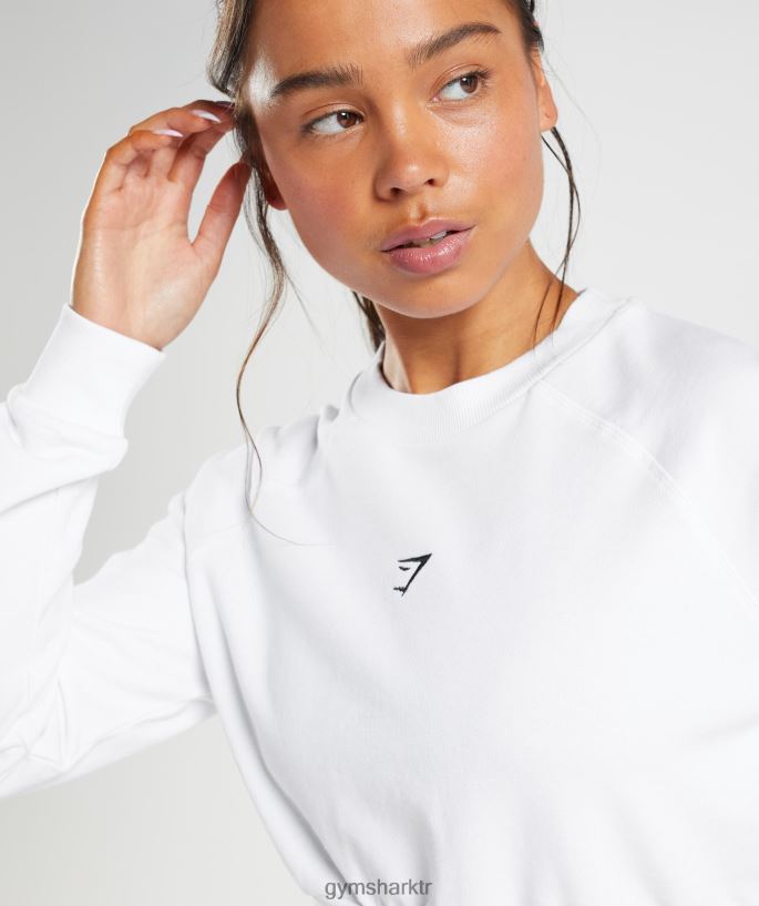 eğitim kırpılmış kazak 8H4J02405 Gymshark Giyim kadınlar beyaz