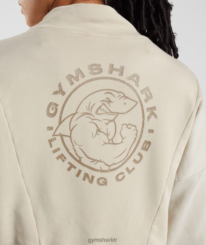 eski yıkanmış sweatshirt 8H4J02399 Gymshark Giyim kadınlar çakıl grisi