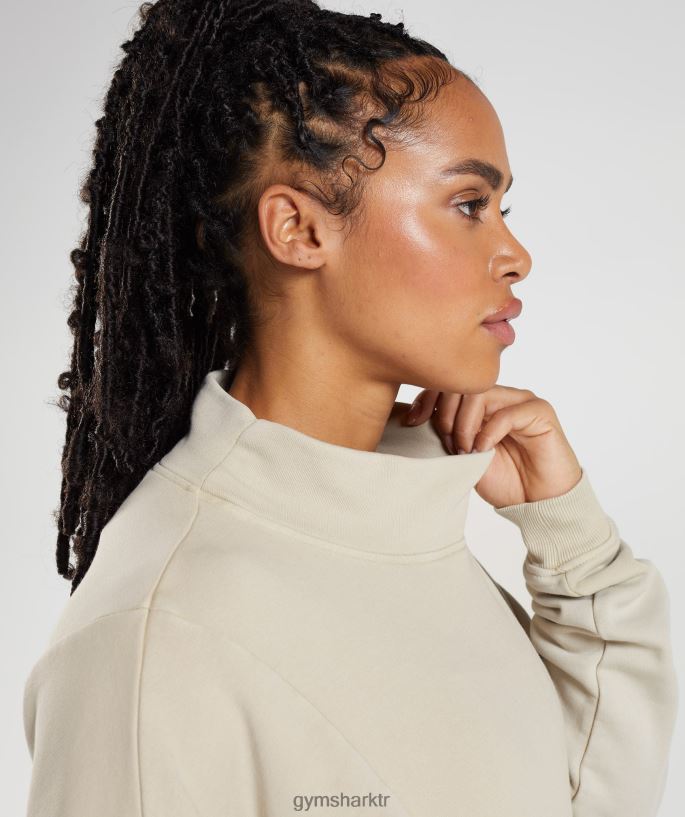 eski yıkanmış sweatshirt 8H4J02399 Gymshark Giyim kadınlar çakıl grisi