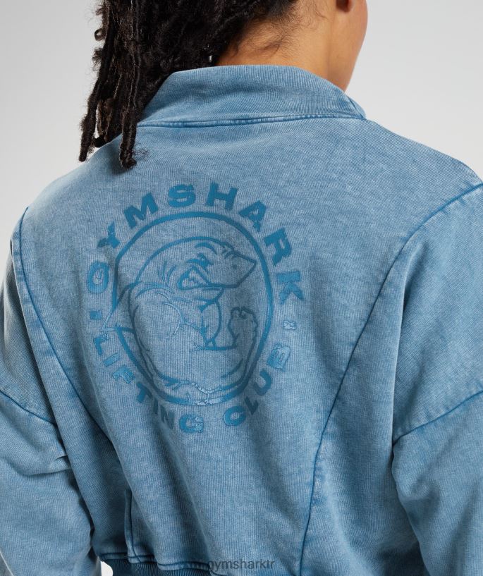 eski yıkanmış sweatshirt 8H4J02404 Gymshark Giyim kadınlar göl kenarı mavisi