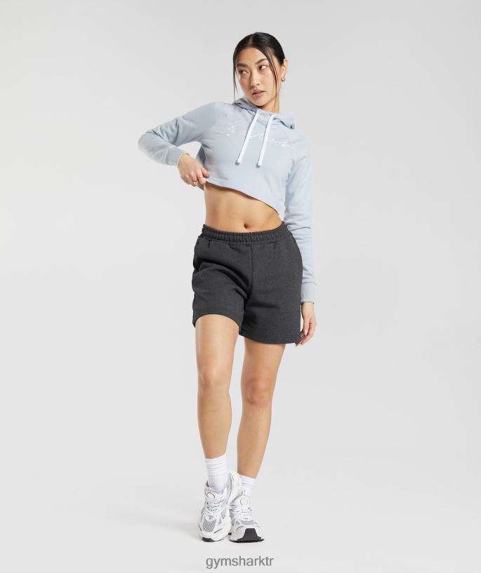 işlemeli grafik kırpılmış kapşonlu 8H4J02382 Gymshark Giyim kadınlar nehir taşı grisi