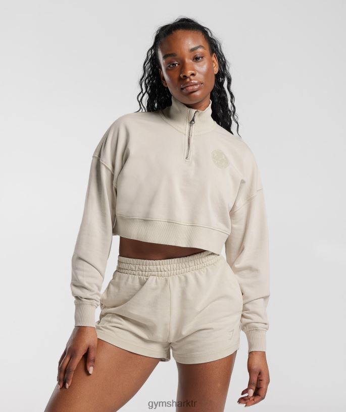 kolej 1/4 zip 8H4J02380 Gymshark Giyim kadınlar mantar kahverengi