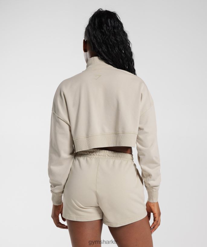 kolej 1/4 zip 8H4J02380 Gymshark Giyim kadınlar mantar kahverengi