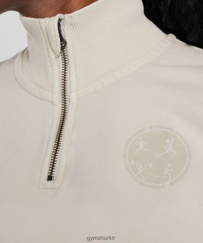 kolej 1/4 zip 8H4J02380 Gymshark Giyim kadınlar mantar kahverengi