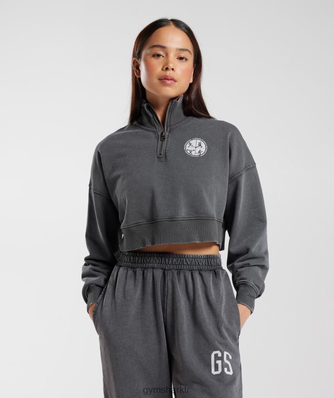 kolej 1/4 zip 8H4J02387 Gymshark Giyim kadınlar siluet gri