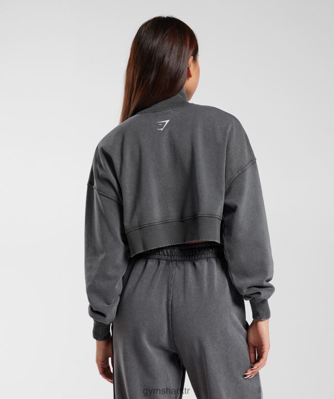 kolej 1/4 zip 8H4J02387 Gymshark Giyim kadınlar siluet gri