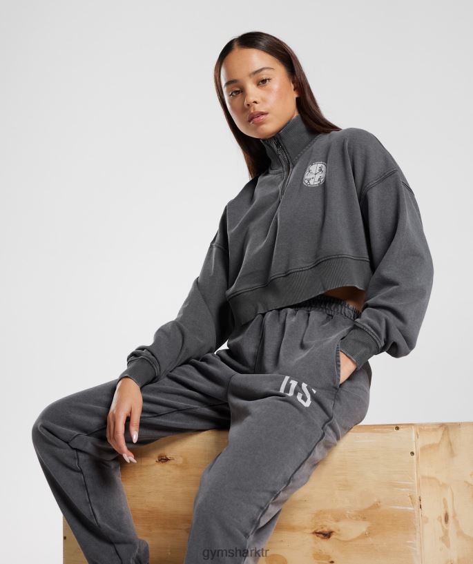 kolej 1/4 zip 8H4J02387 Gymshark Giyim kadınlar siluet gri