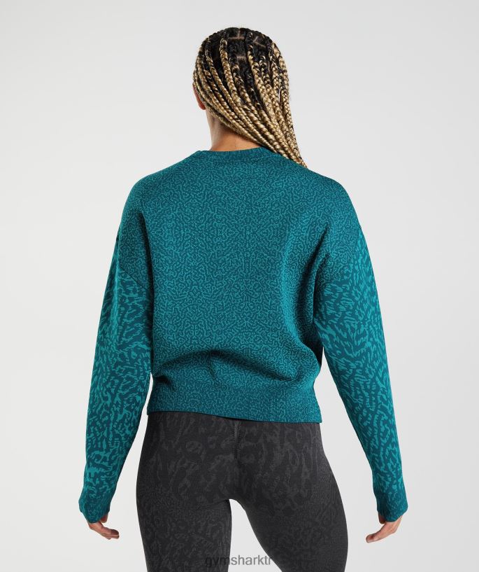 uyum hayvan sweatshirt 8H4J02374 Gymshark Giyim kadınlar resif | kış deniz mavisi