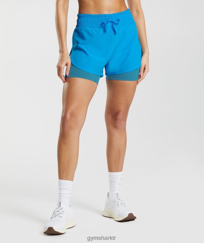 2'si 1 arada şort 8H4J0242 Gymshark Giyim kadınlar elektrik mavisi/luna mavisi