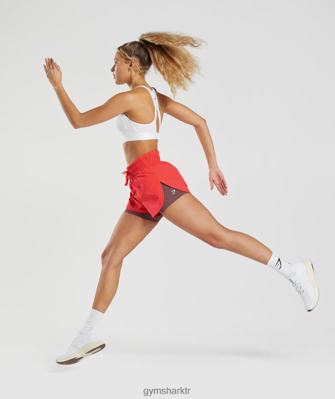 2\'si 1 arada şort 8H4J0251 Gymshark Giyim kadınlar fluo koyu pembe/eflatun kahverengi