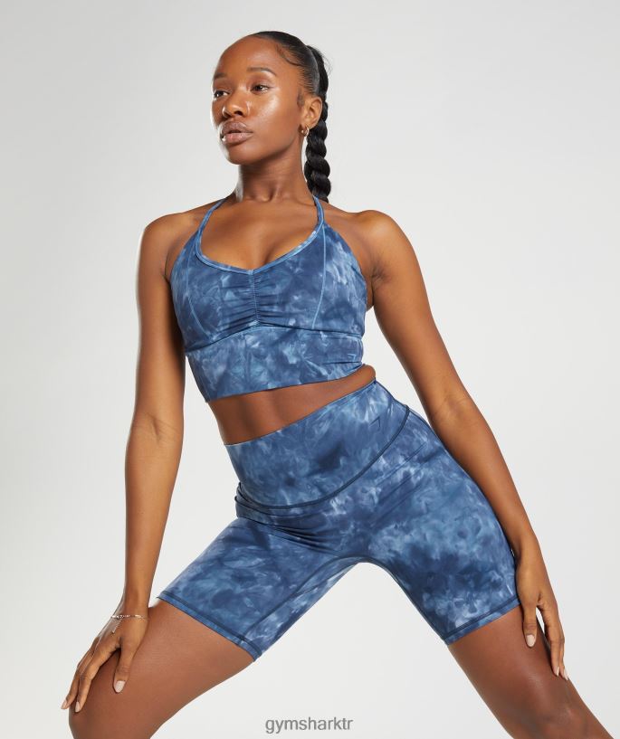 bisiklet şortlarını yükseltmek 8H4J0267 Gymshark Giyim kadınlar göl kenarı mavi sprey boya