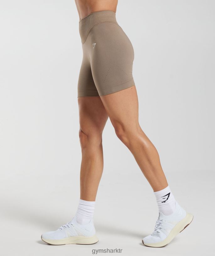 dikişsiz şort 8H4J0220 Gymshark Giyim kadınlar fosil kahverengi