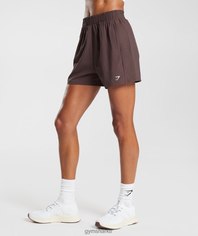 dokuma cep şort 8H4J0244 Gymshark Giyim kadınlar çikolata kahverengi