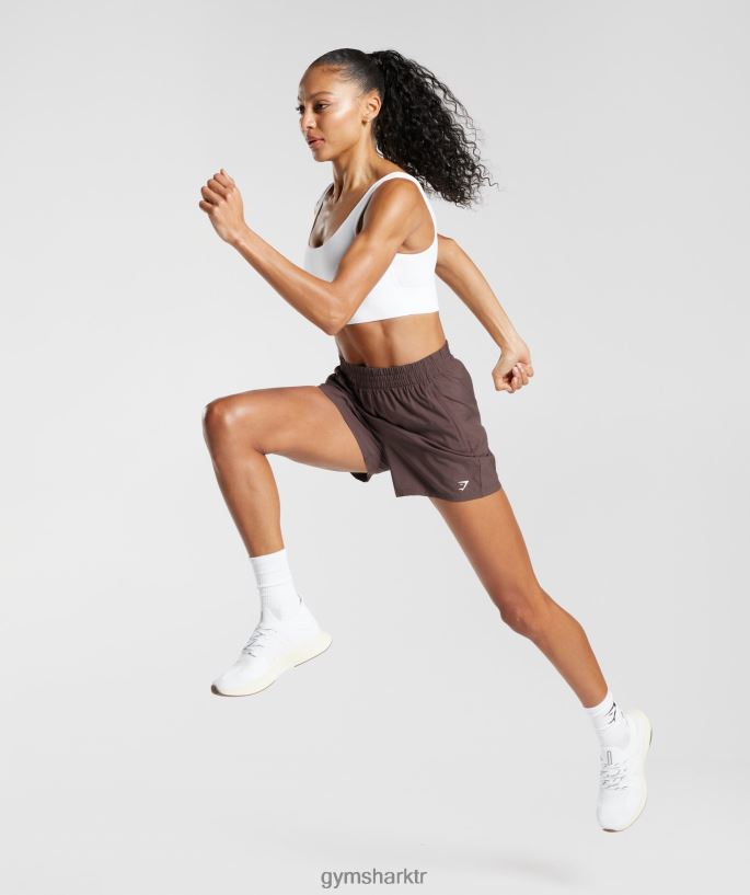 dokuma cep şort 8H4J0244 Gymshark Giyim kadınlar çikolata kahverengi