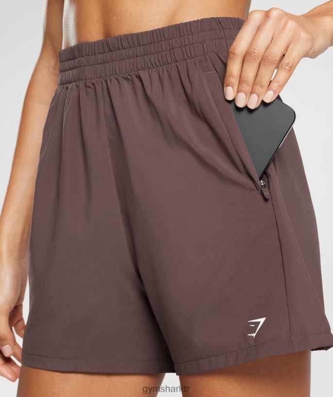 dokuma cep şort 8H4J0244 Gymshark Giyim kadınlar çikolata kahverengi