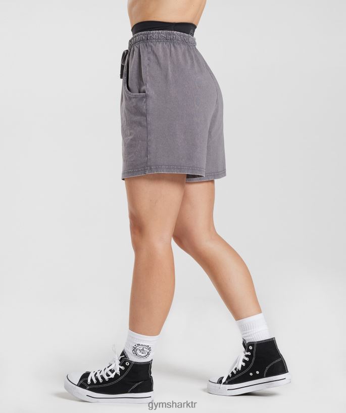 eski bol şort 8H4J02107 Gymshark Giyim kadınlar titanyum grisi/asit yıkama