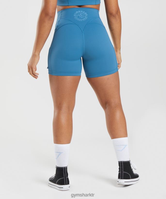 eski dantelli dar şort 8H4J028 Gymshark Giyim kadınlar göl kenarı mavisi