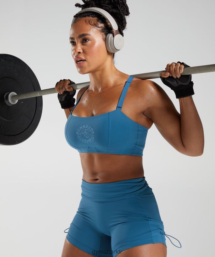 eski dantelli dar şort 8H4J028 Gymshark Giyim kadınlar göl kenarı mavisi