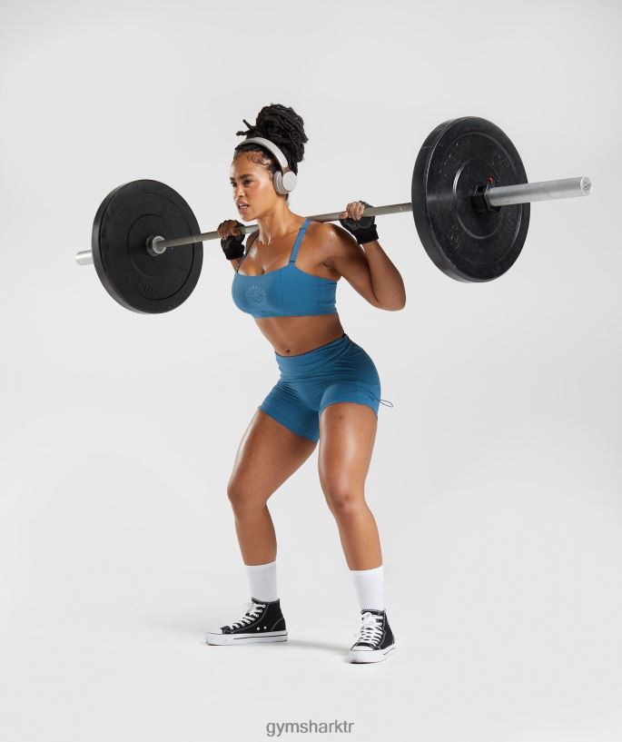 eski dantelli dar şort 8H4J028 Gymshark Giyim kadınlar göl kenarı mavisi