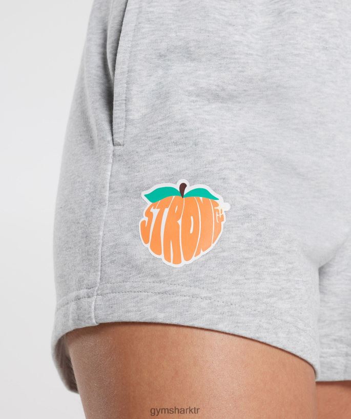 güçlü şeftali şortu 8H4J0230 Gymshark Giyim kadınlar açık gri marn