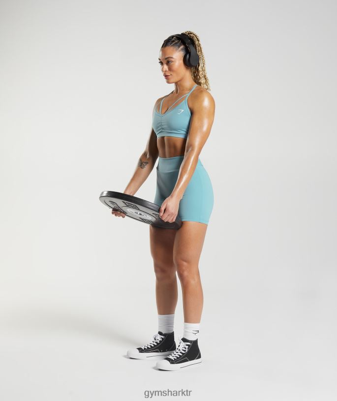 gs power orijinal dar şort 8H4J0219 Gymshark Giyim kadınlar buzdağı mavisi