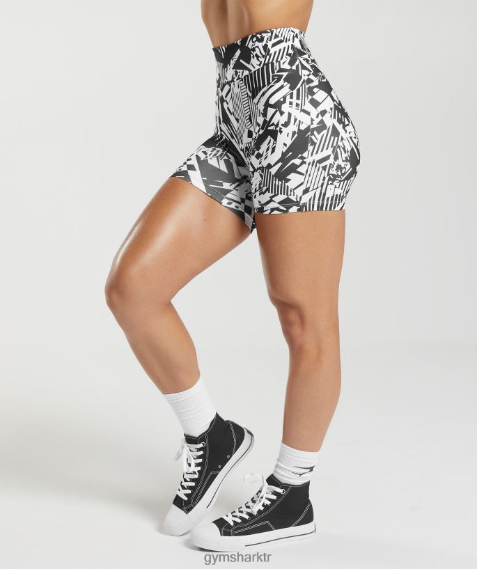gs power orijinal dar şort 8H4J0292 Gymshark Giyim kadınlar siyah baskı