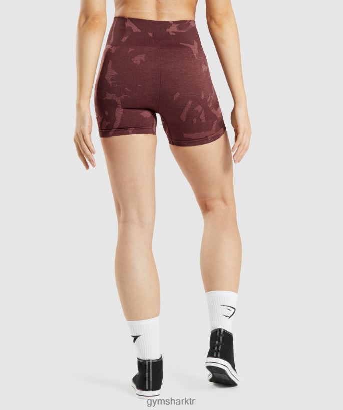 kamuflaj dikişsiz şortu uyarla 8H4J0291 Gymshark Giyim kadınlar ova | kiraz kahvesi