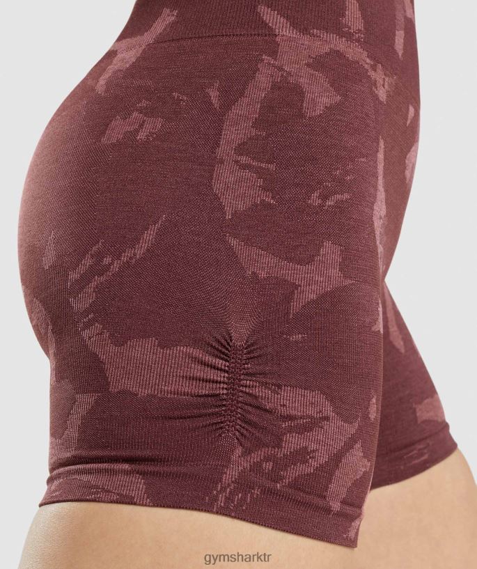 kamuflaj dikişsiz şortu uyarla 8H4J0291 Gymshark Giyim kadınlar ova | kiraz kahvesi