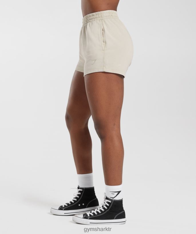 kolej ter şort 8H4J0282 Gymshark Giyim kadınlar mantar kahverengi