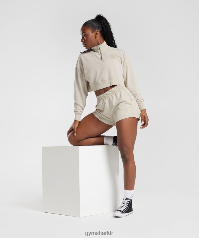 kolej ter şort 8H4J0282 Gymshark Giyim kadınlar mantar kahverengi