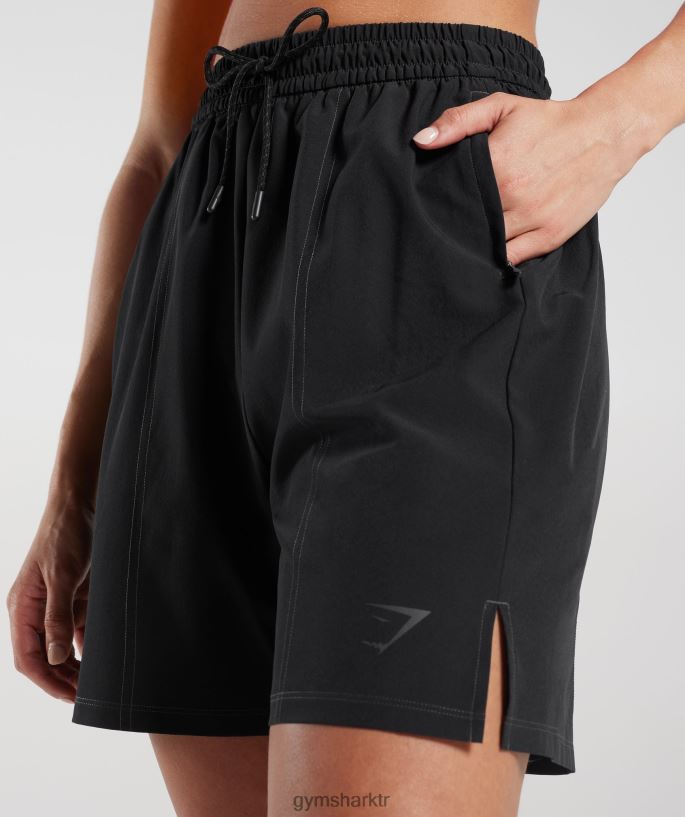 spor dokuma şort 8H4J0229 Gymshark Giyim kadınlar siyah