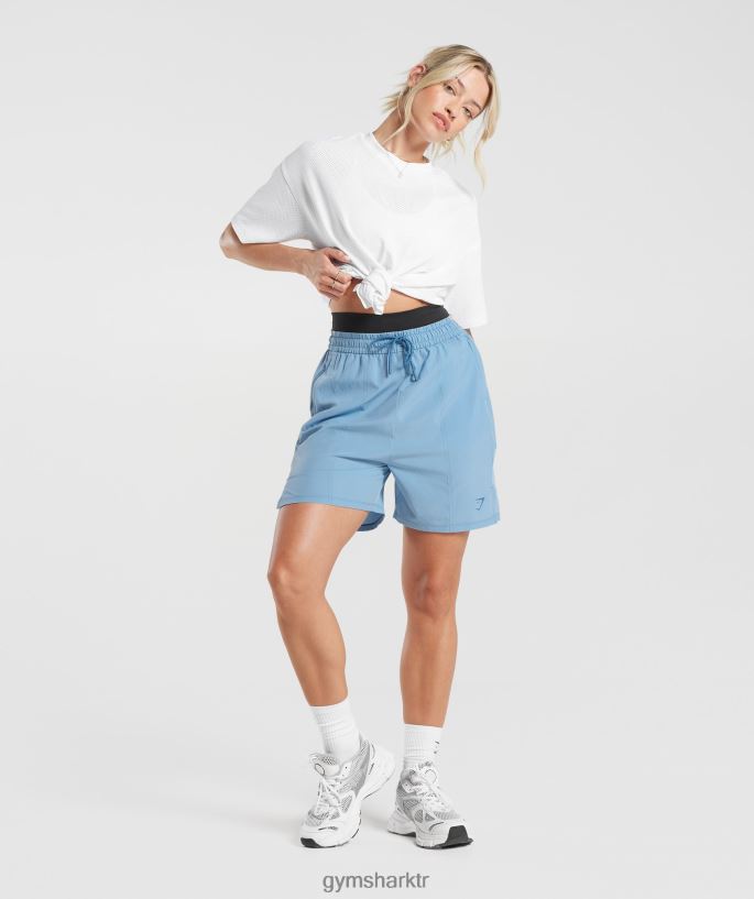 spor dokuma şort 8H4J0236 Gymshark Giyim kadınlar ozon mavisi