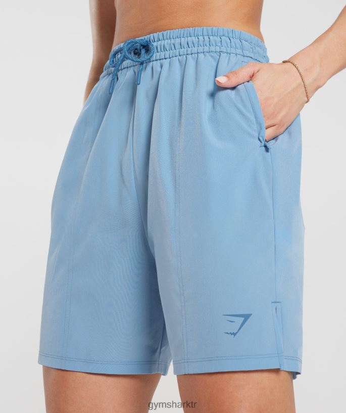 spor dokuma şort 8H4J0236 Gymshark Giyim kadınlar ozon mavisi