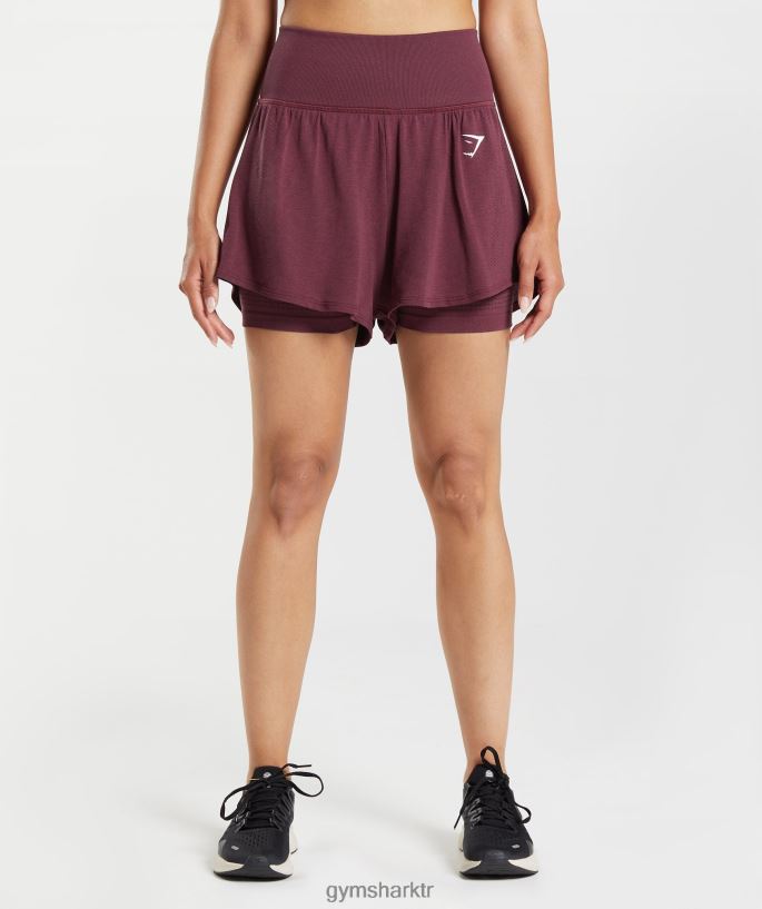 vital dikişsiz 2.0 2'si 1 arada şort 8H4J0265 Gymshark Giyim kadınlar pişmiş bordo marn