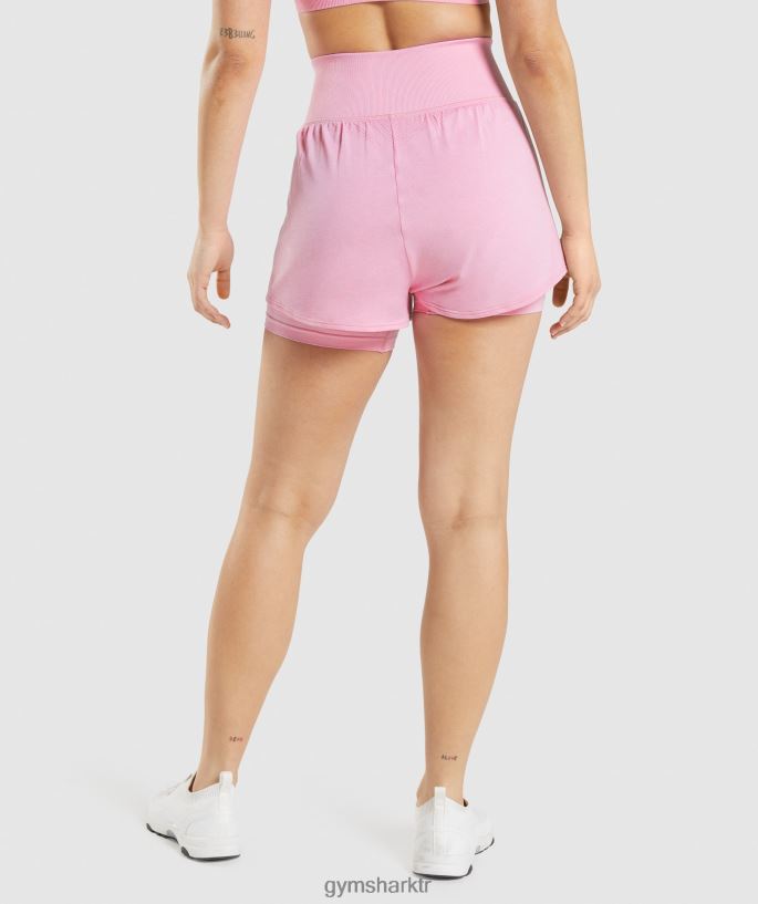 vital dikişsiz 2.0 2\'si 1 arada şort 8H4J0271 Gymshark Giyim kadınlar şerbet pembe marn
