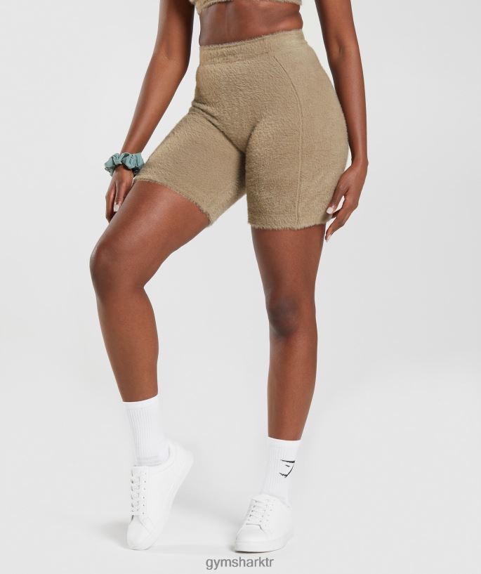 whitney kirpik örgü şort 8H4J02101 Gymshark Giyim kadınlar çimento kahvesi