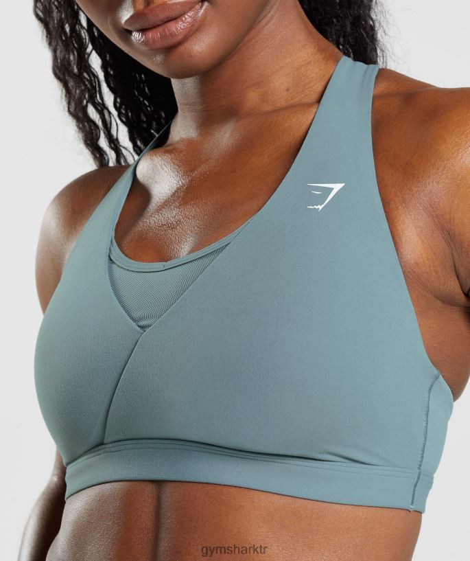 çapraz spor sutyeni 8H4J02141 Gymshark Giyim kadınlar gök gürültüsü mavisi