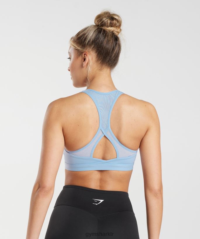 çapraz spor sutyeni 8H4J02150 Gymshark Giyim kadınlar sörf mavisi