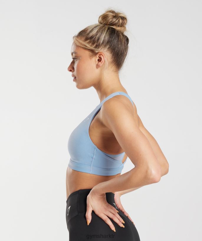 çapraz spor sutyeni 8H4J02150 Gymshark Giyim kadınlar sörf mavisi