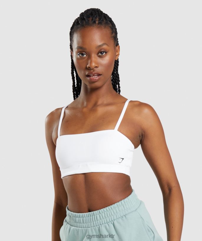 bandeau spor sutyeni 8H4J02129 Gymshark Giyim kadınlar beyaz