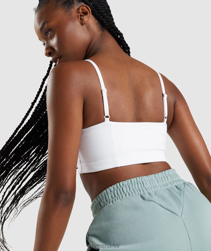 bandeau spor sutyeni 8H4J02129 Gymshark Giyim kadınlar beyaz