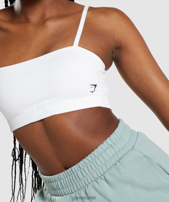 bandeau spor sutyeni 8H4J02129 Gymshark Giyim kadınlar beyaz
