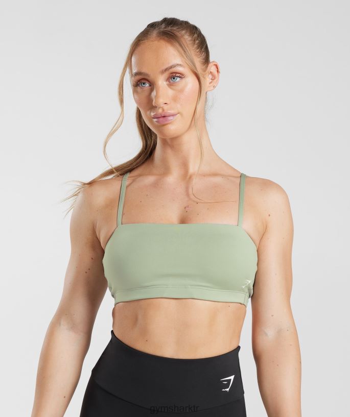 bandeau spor sutyeni 8H4J02210 Gymshark Giyim kadınlar açık zeytin yeşili