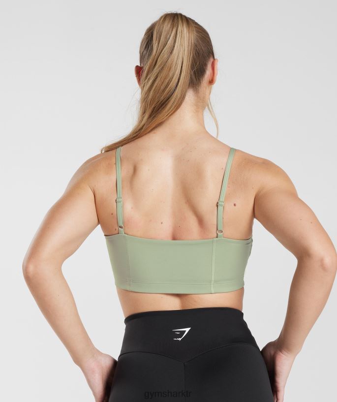 bandeau spor sutyeni 8H4J02210 Gymshark Giyim kadınlar açık zeytin yeşili