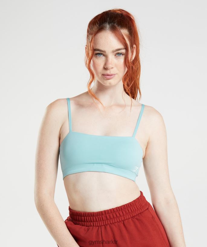 bandeau spor sutyeni 8H4J02225 Gymshark Giyim kadınlar inci mavisi