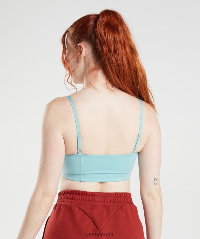 bandeau spor sutyeni 8H4J02225 Gymshark Giyim kadınlar inci mavisi