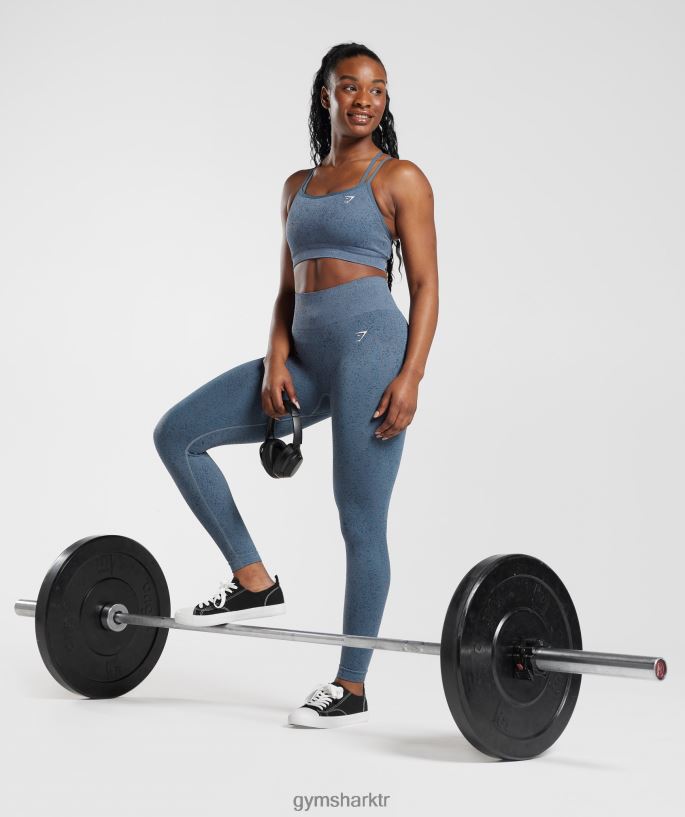 benek dikişsiz spor sütyenini uyarla 8H4J02146 Gymshark Giyim kadınlar akşam mavisi